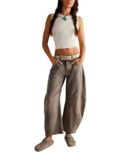 Free People We The Free Good Luck Mid-Rise Barrel Jeans