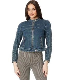 Free People Fast Lane Denim Moto | Coats & Outerwear