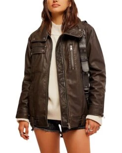 Free People Buckle Up Vegan Leather Jacket | Coats & Outerwear