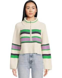 Free People Striped Greta 1/2 Zip | Sweaters