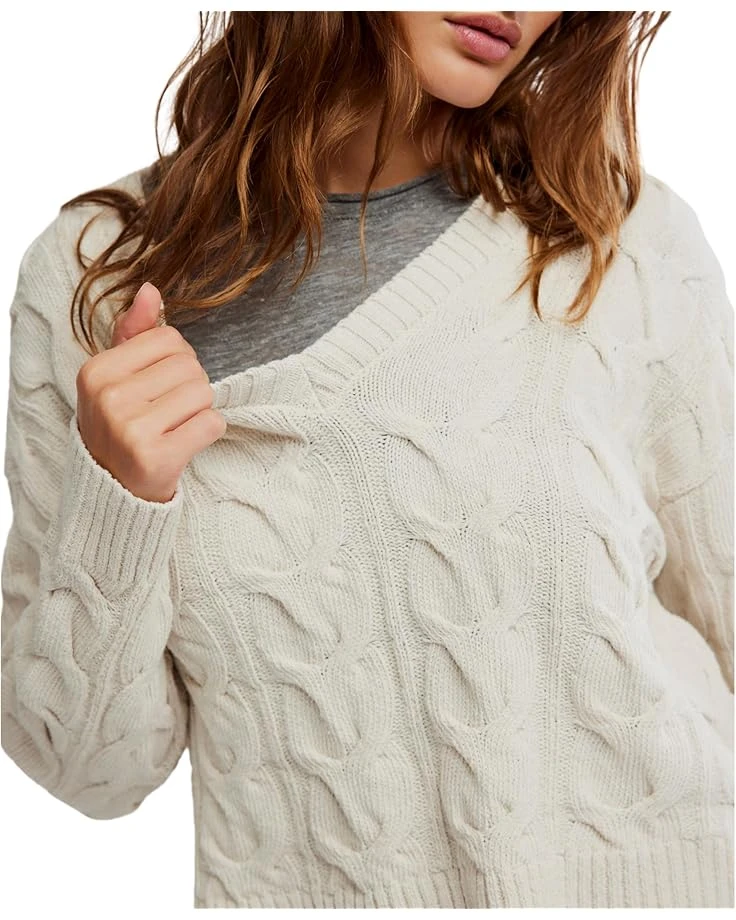 Free People Washed Cable V Neck | Sweaters 6 Free People Washed Cable V Neck | Sweaters - Image 4
