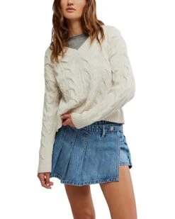 Free People Washed Cable V Neck | Sweaters