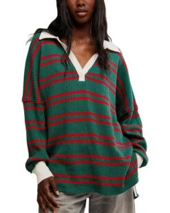 Free People STRIPED TRAVIS POLO | Shirts & Tops